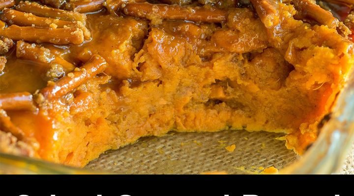 Salted Caramel Pretzel Sweet Potato Casserole