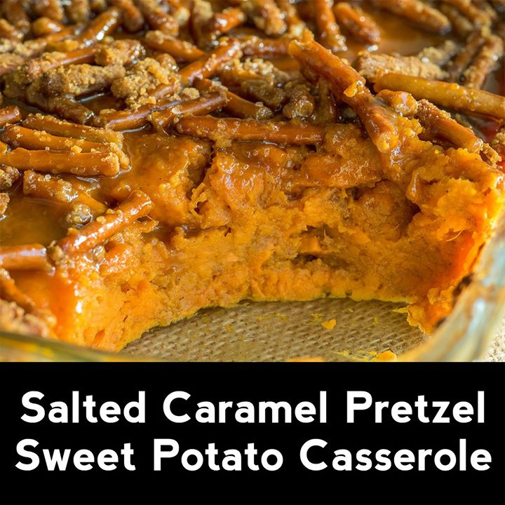 Salted Caramel Pretzel Sweet Potato Casserole