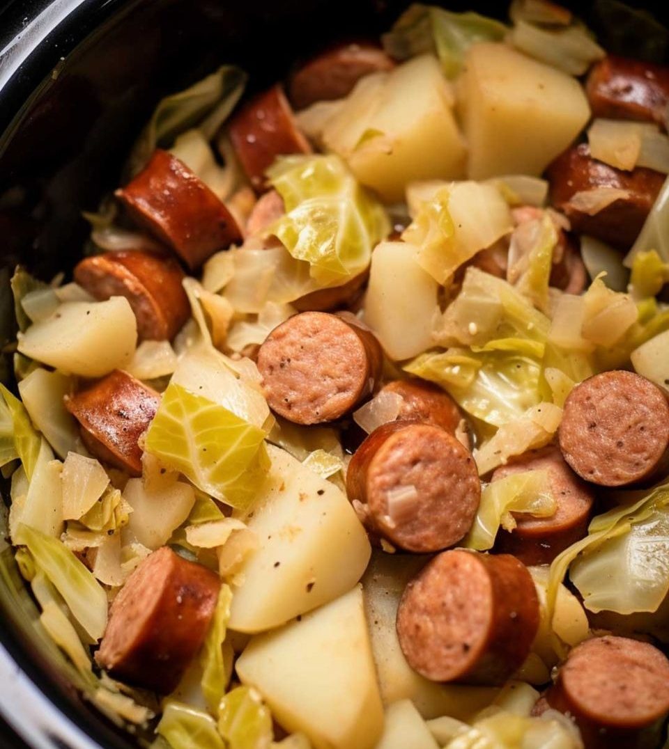Slow Cooker Sausage, Potatoes, and Cabbage