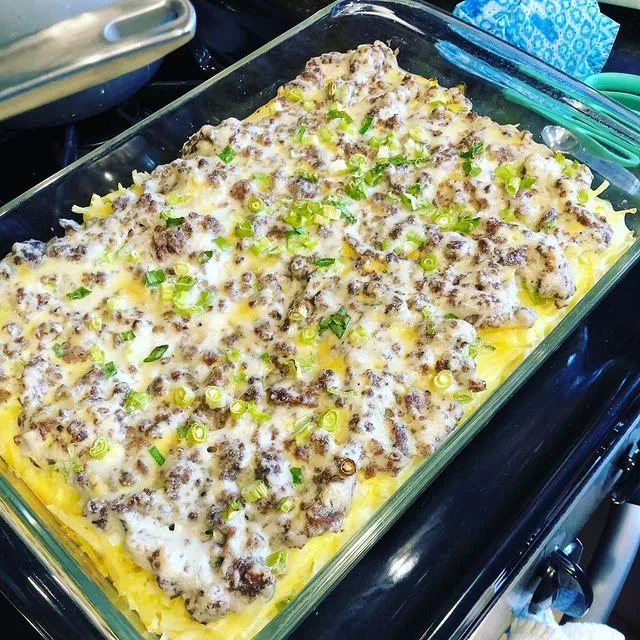 Hash Brown, Sausage & Cheddar Breakfast Casserole