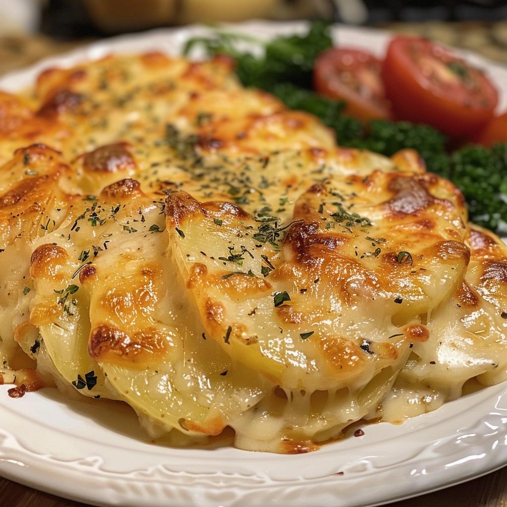 Cheesy Garlic Scalloped Potato