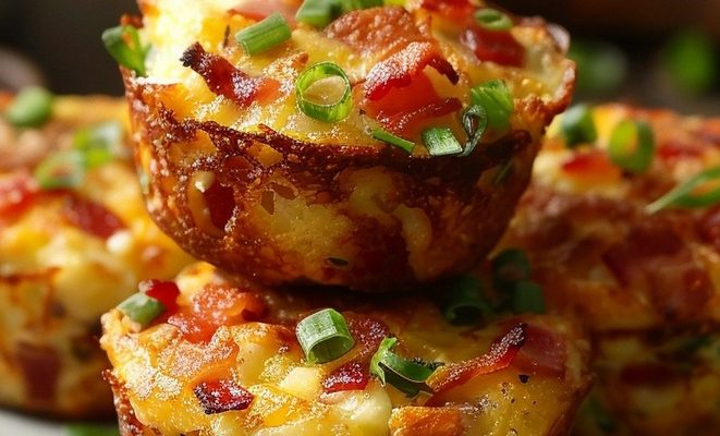 Delight in Every Morsel with Loaded Bacon and Egg Hash Brown Muffins