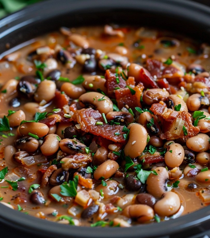 Slow Cooker Black-Eyed Peas with Bacon