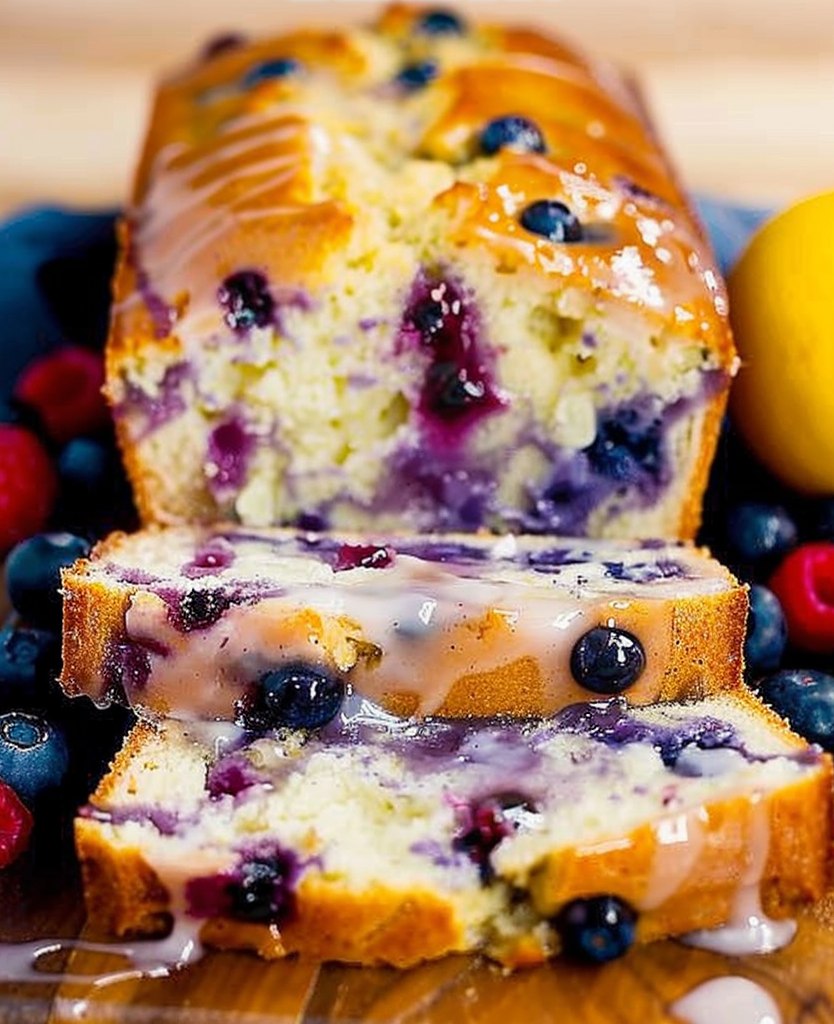 Lemon Blueberry Loaf with Lemon Glaze