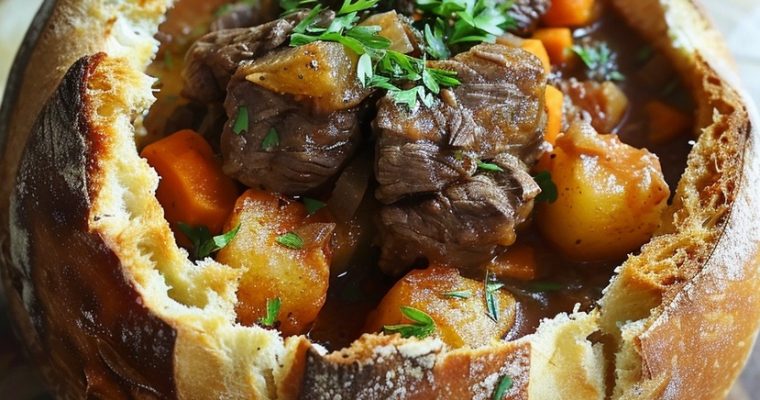 Beef Stew in a Bread Bowl
