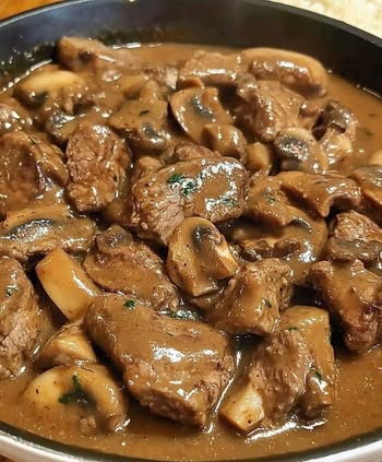 Melt In Your Mouth Beef Tips with Mushroom Gravy