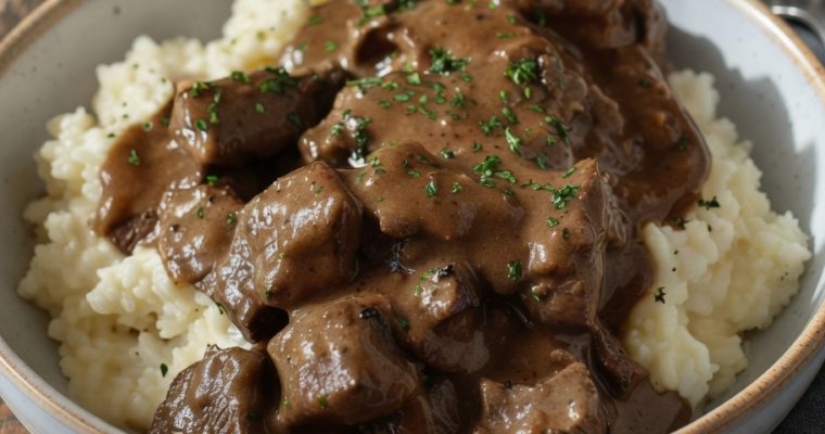 No Peek Beef Tips and Gravy