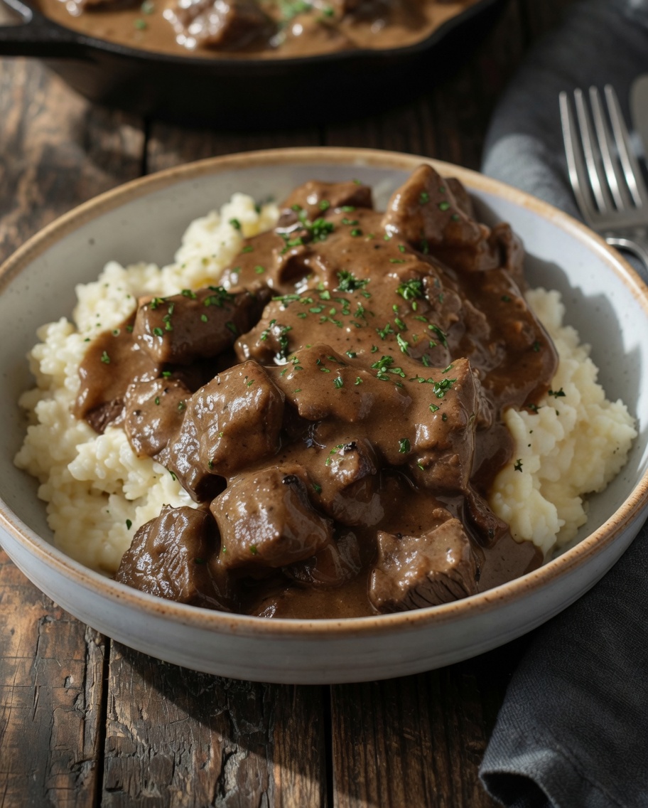 No Peek Beef Tips and Gravy