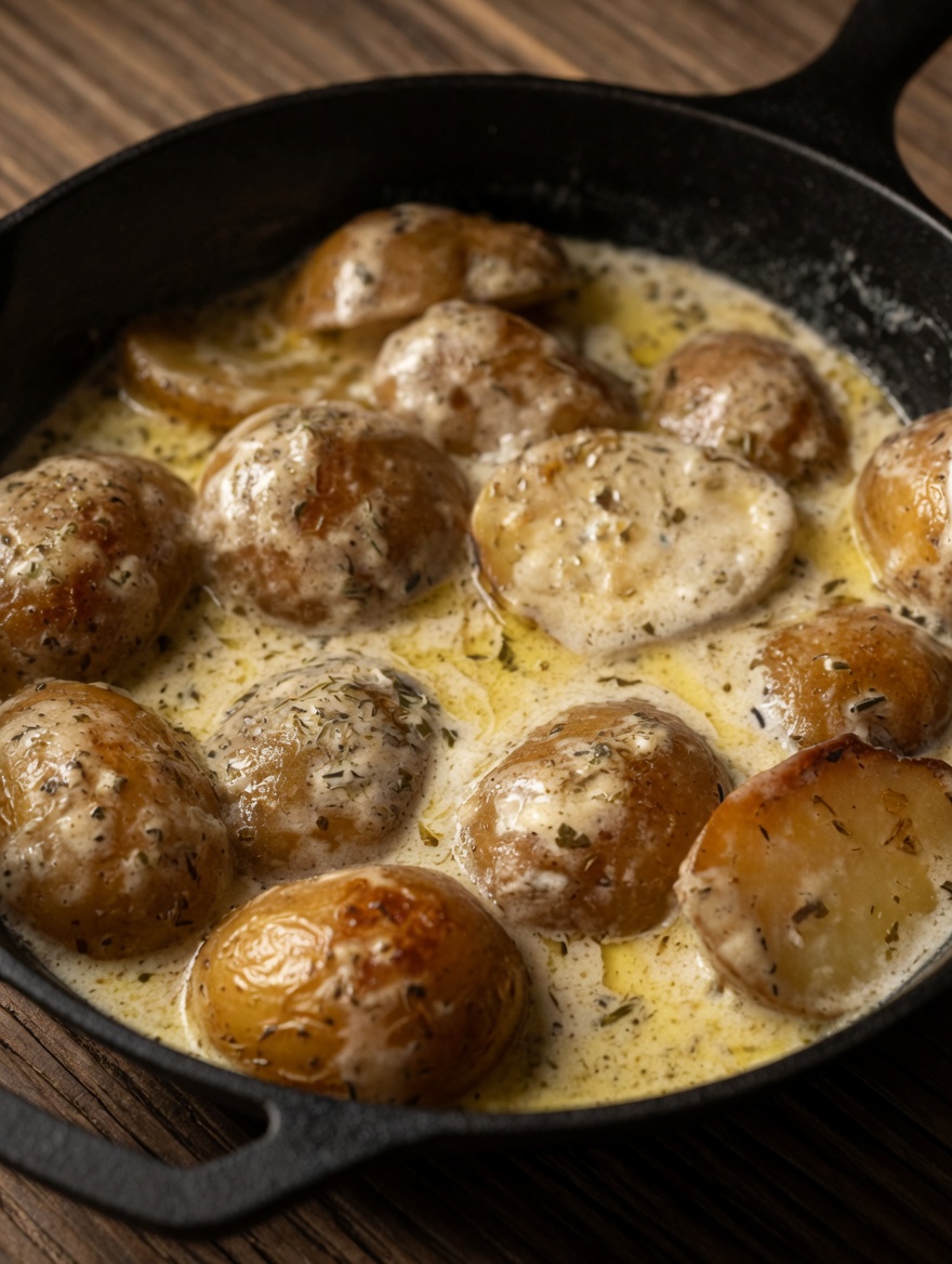 Creamy Slow Cooker Herb Potatoes