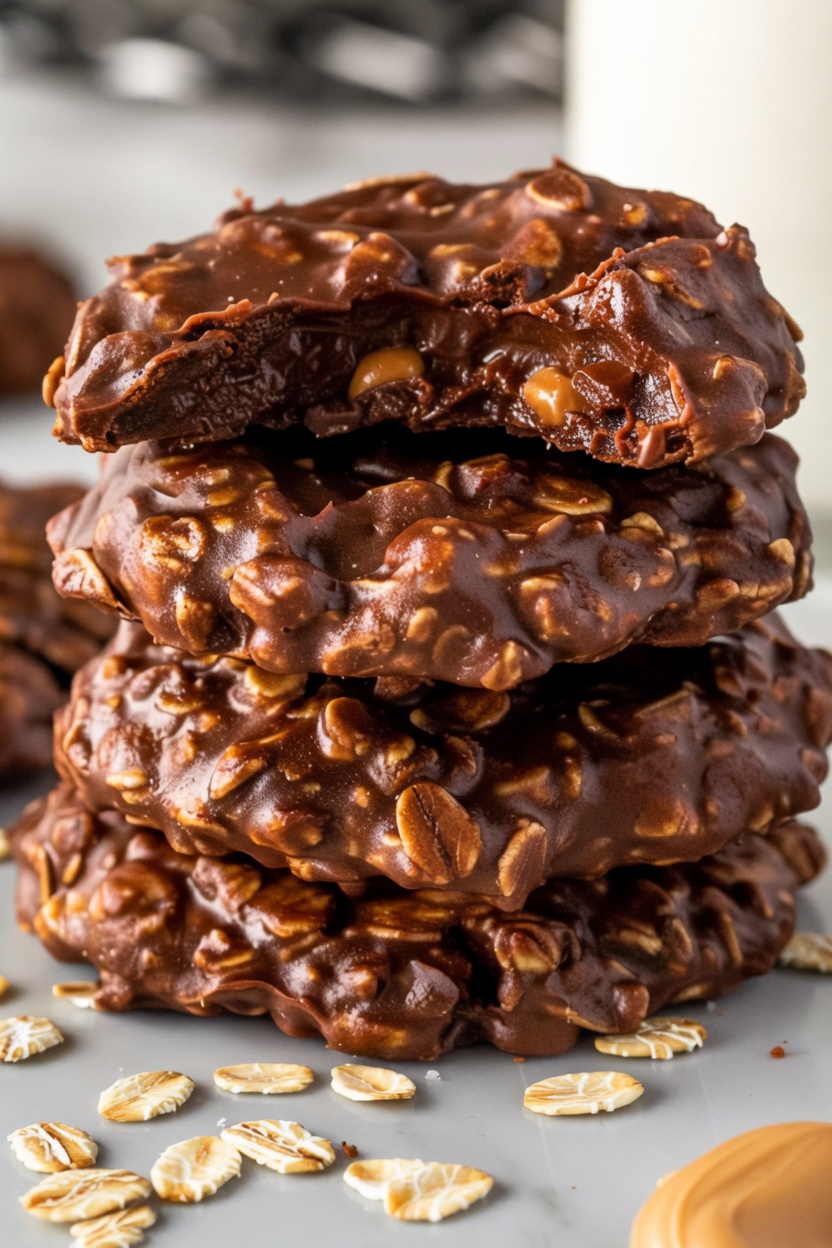 No Bake Oatmeal Fudge Cookies