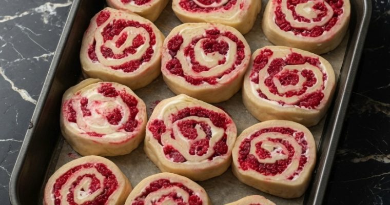 Glazed Raspberry Cheesecake Swirl Buns