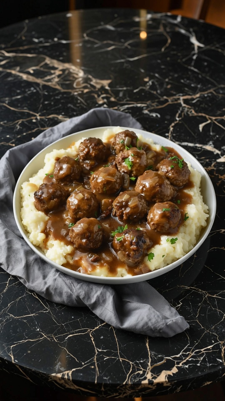 Slow Cooker Salisbury Steak Meatballs