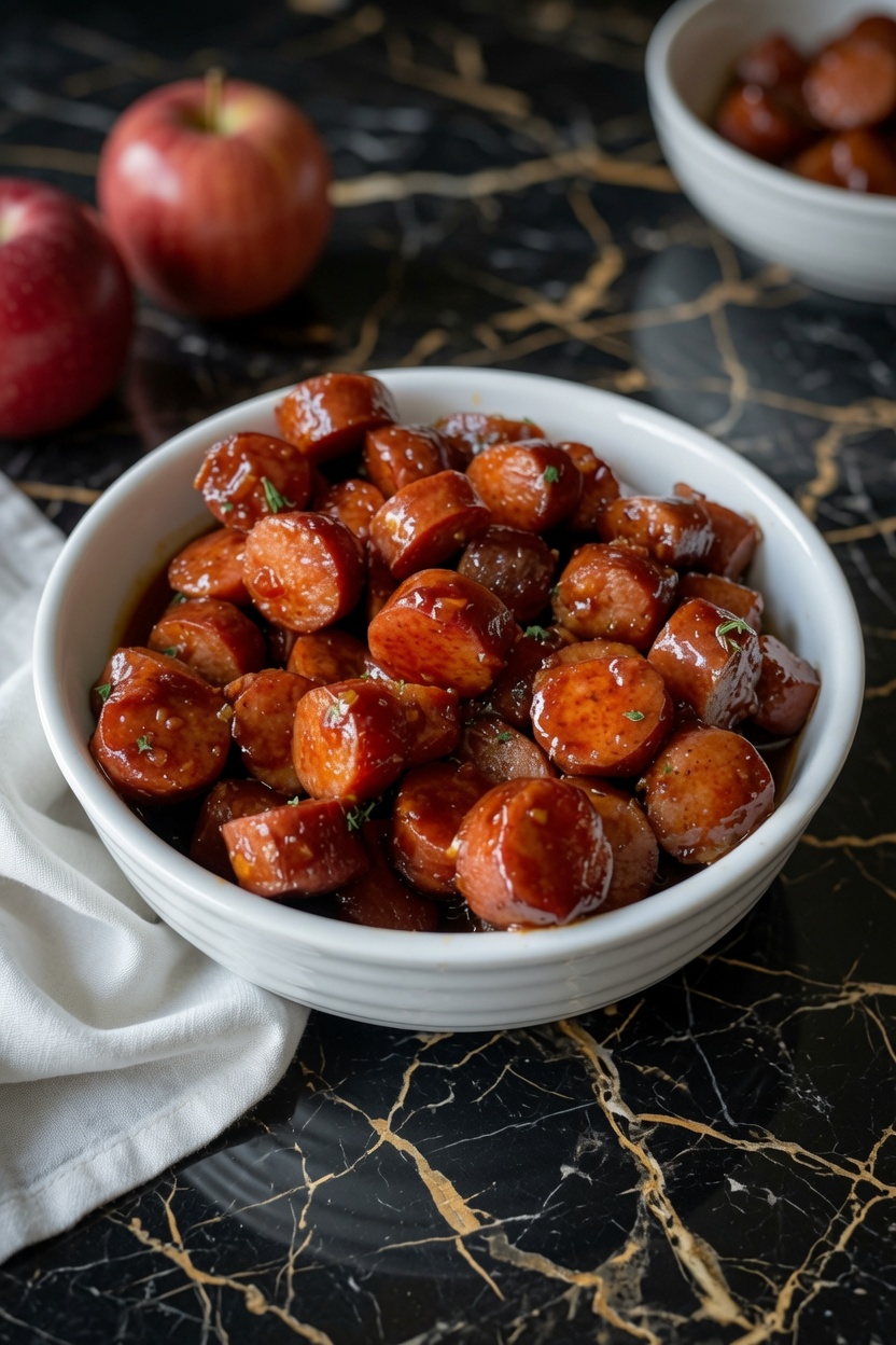 Slow Cooker Apple Kielbasa Bites