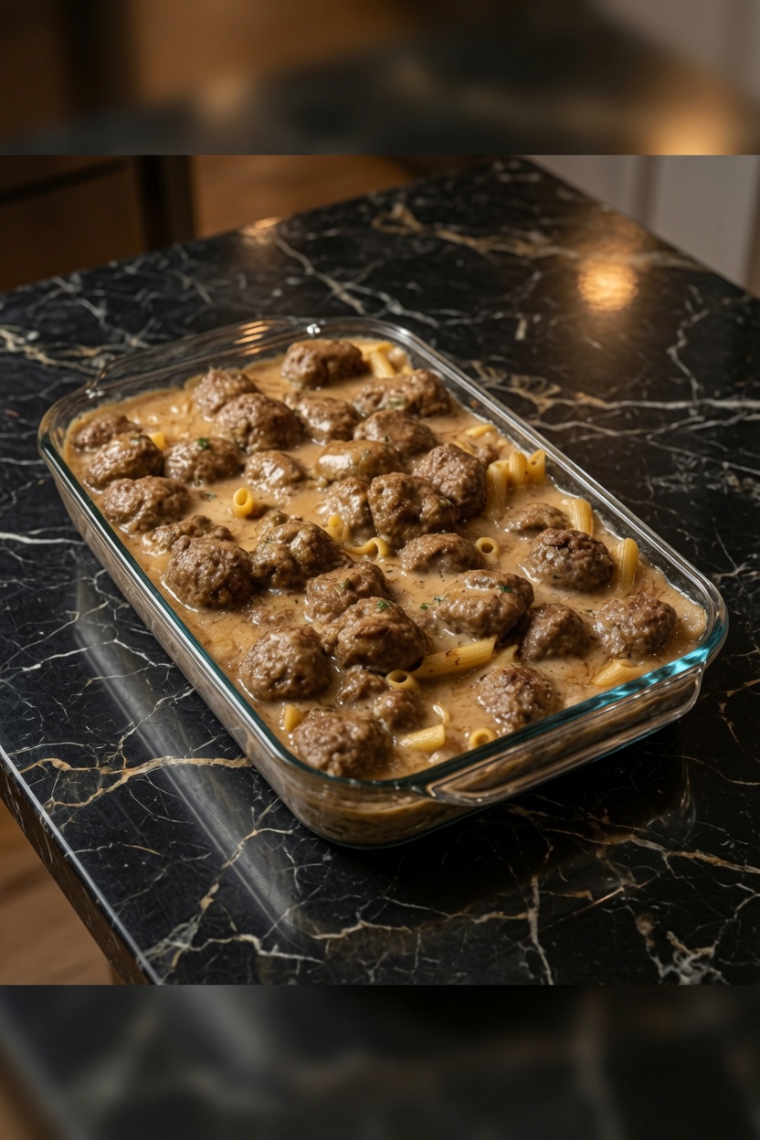 Swedish Meatball Noodle Bake