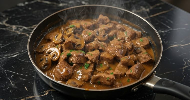 Melt In Your Mouth Beef Tips with Mushroom Gravy