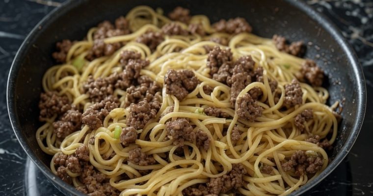 15 Minute Mongolian Ground Beef Noodles