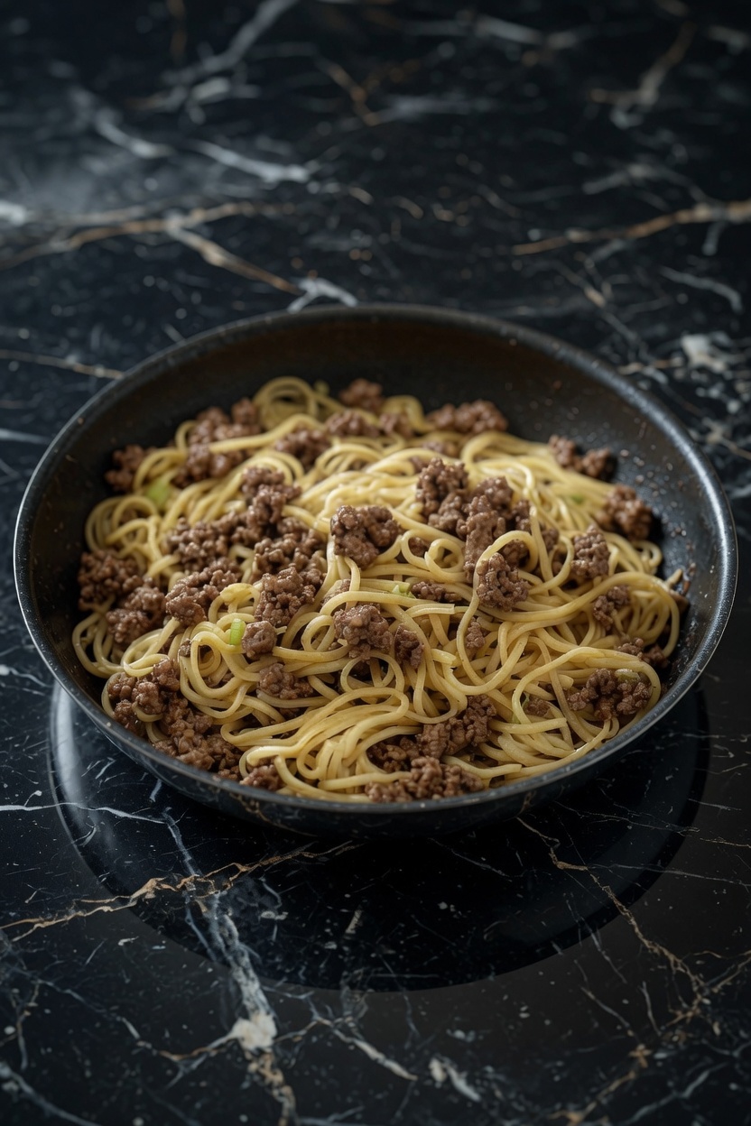 15 Minute Mongolian Ground Beef Noodles