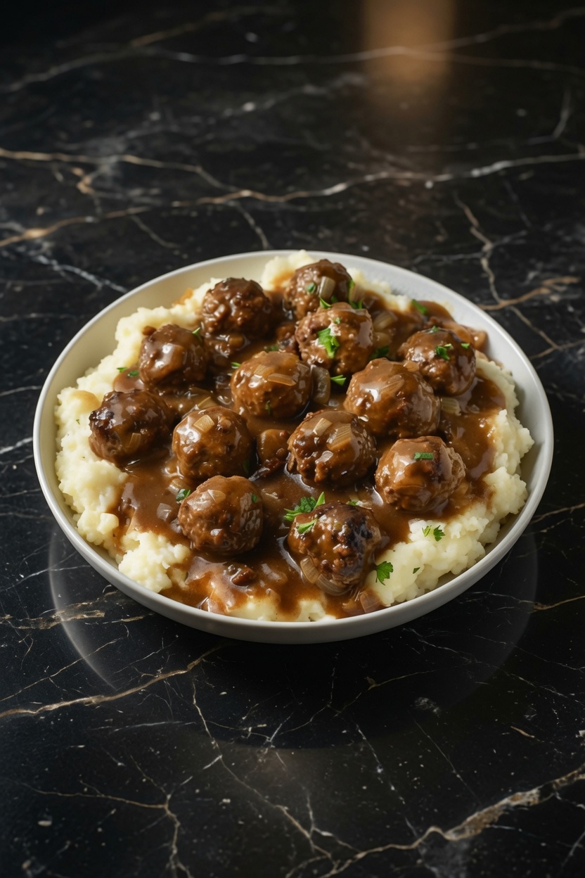 Slow Cooker Salisbury Steak Meatballs