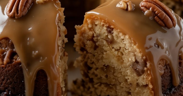 APPLE PECAN CAKE WITH CARAMEL GLAZE