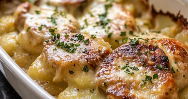 Smothered Pork Chop Scalloped Potato Casserole