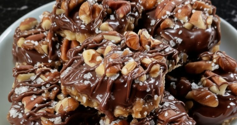 Homemade Turtle Candy with Pecans and Caramel