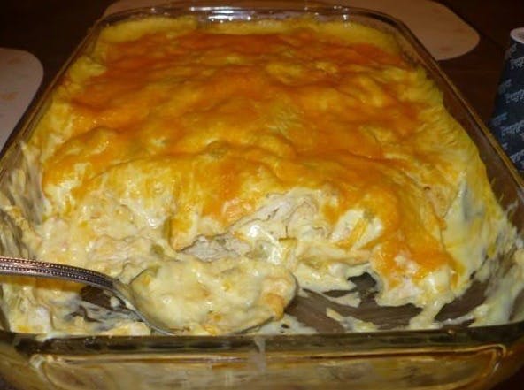 SOUR CREAM CHICKEN ENCHILADA CASSEROLE