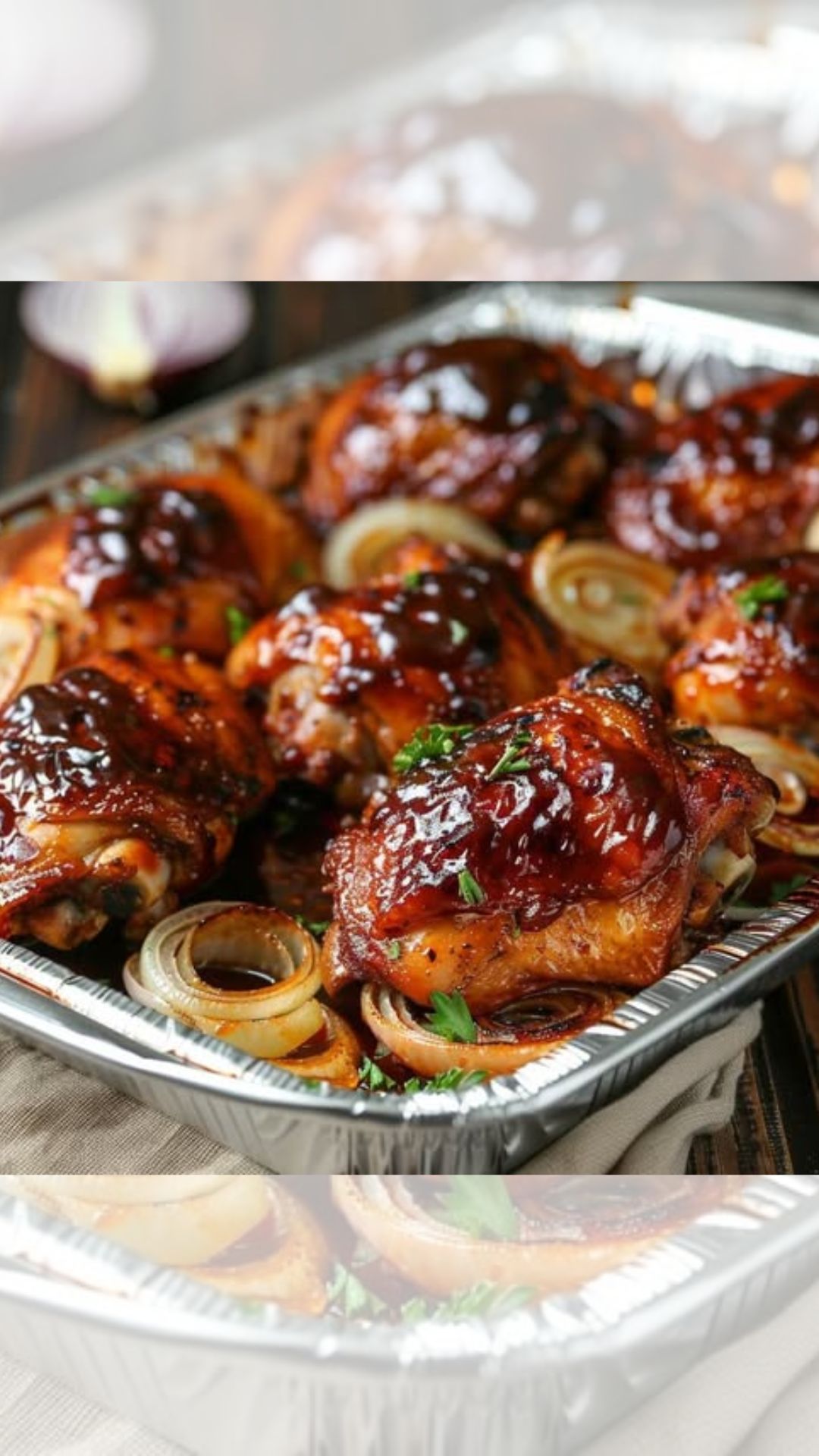 Baked Barbecue Chicken Thighs with Onions