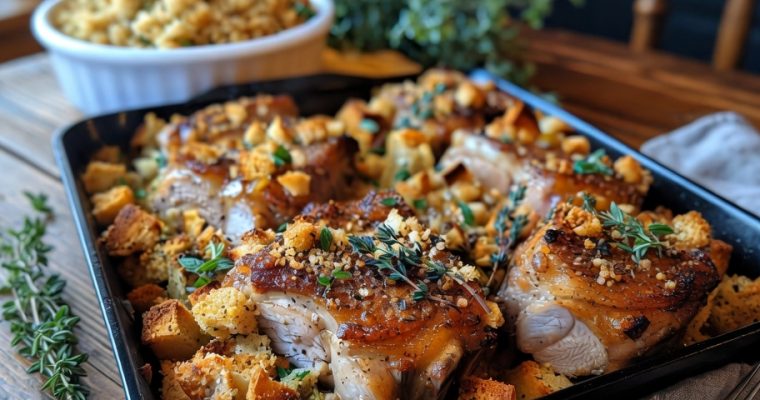 Herbed Pork Chop and Golden Stuffing Bake