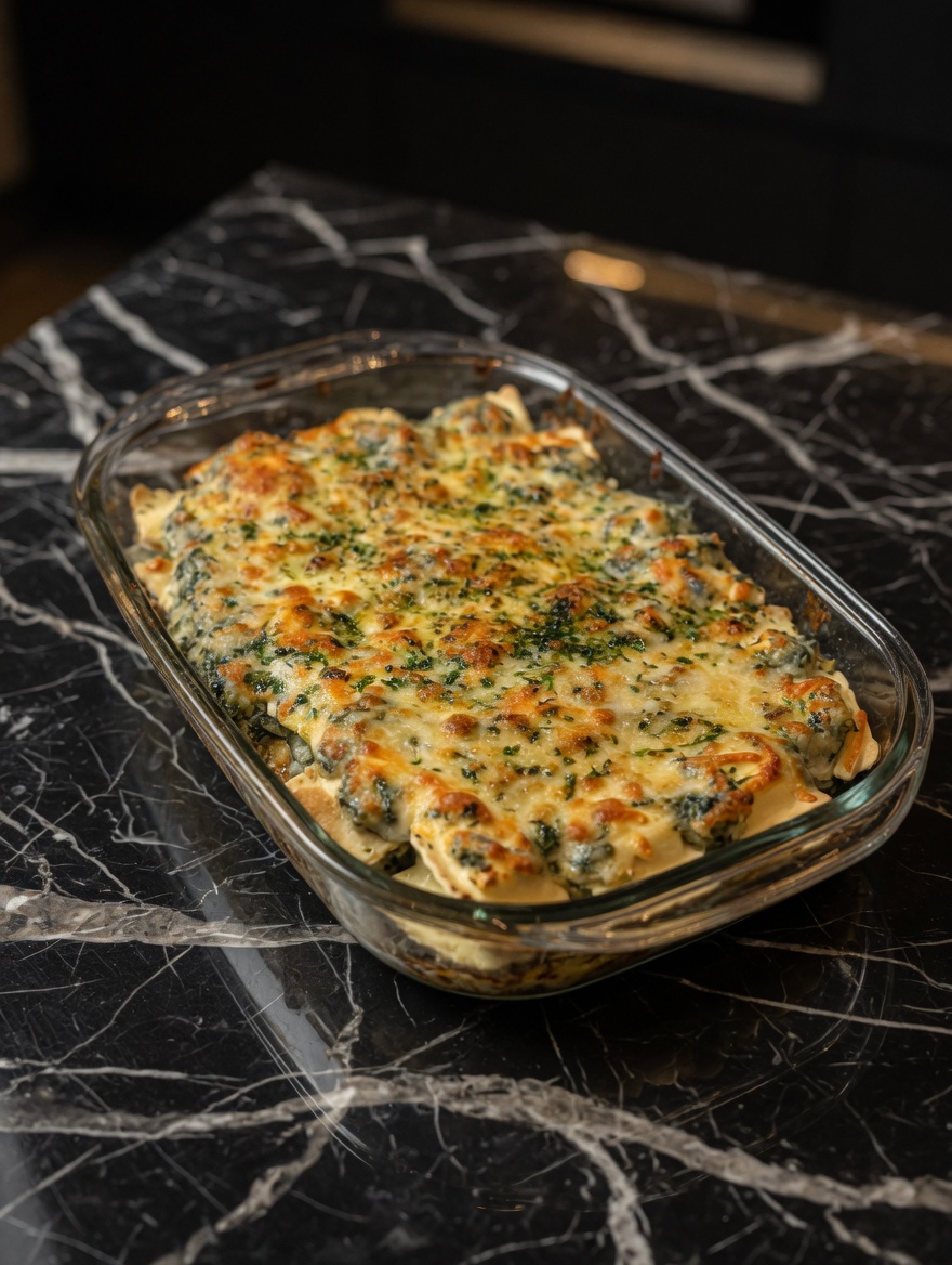 Spinach Artichoke Ravioli Bake