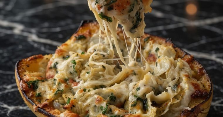 GARLIC PARMESAN SPINACH SPAGHETTI SQUASH