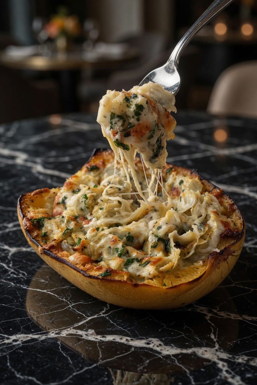 GARLIC PARMESAN SPINACH SPAGHETTI SQUASH