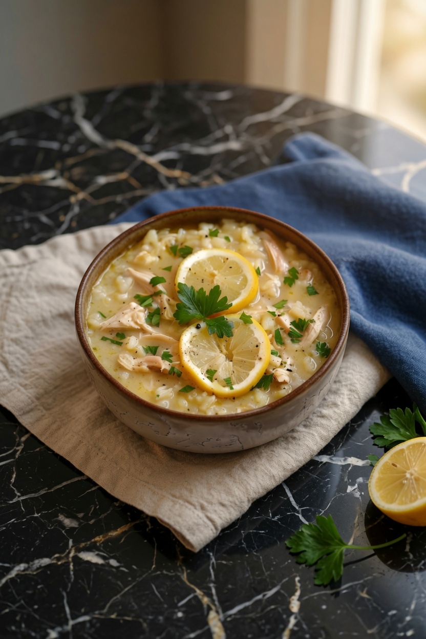 Slow Cooker Lemon Chicken and Rice Soup