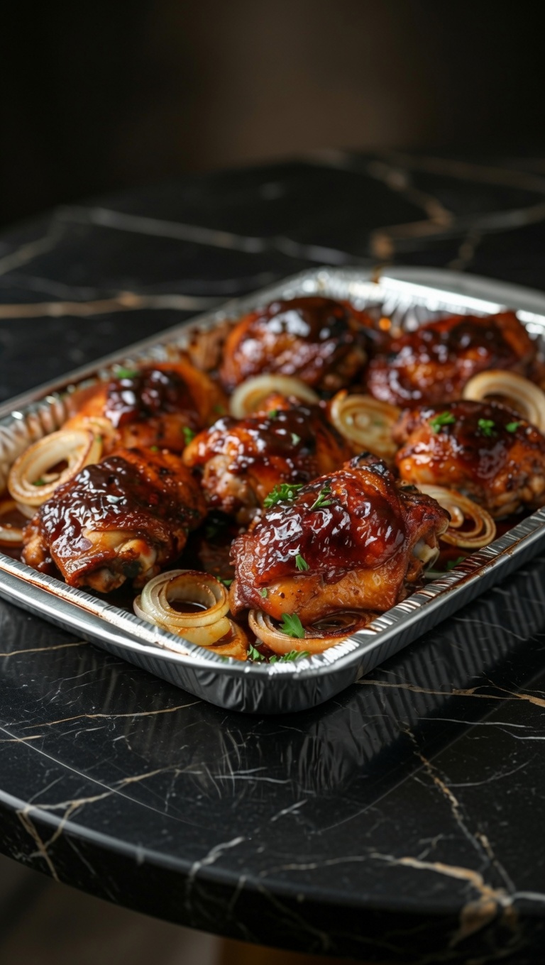 Baked Barbecue Chicken Thighs with Onions