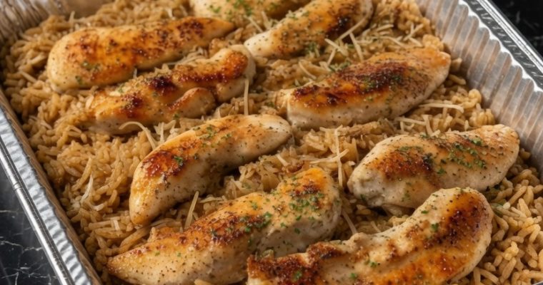 EASY CHICKEN WITH GARLIC PARMESAN RICE