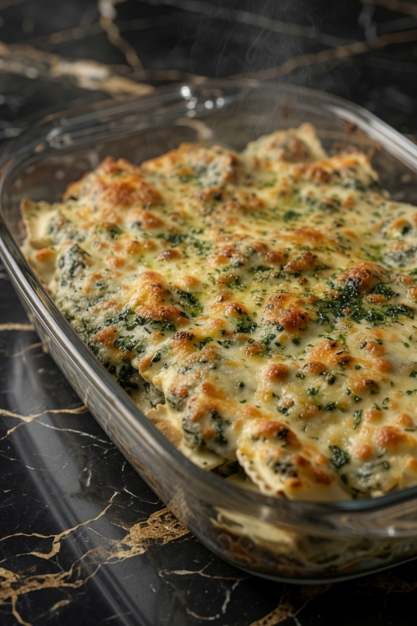 Spinach Artichoke Ravioli Bake