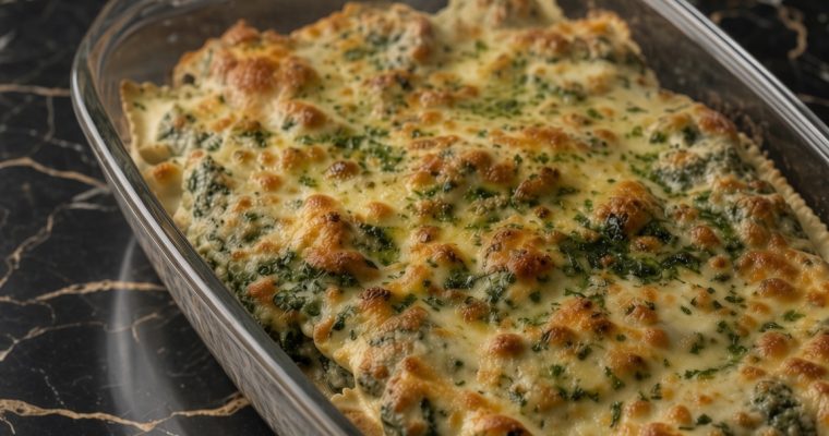 Spinach Artichoke Ravioli Bake