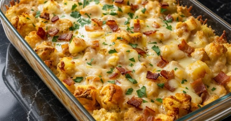 CHICKEN BACON RANCH CASSEROLE WITH POTATOES