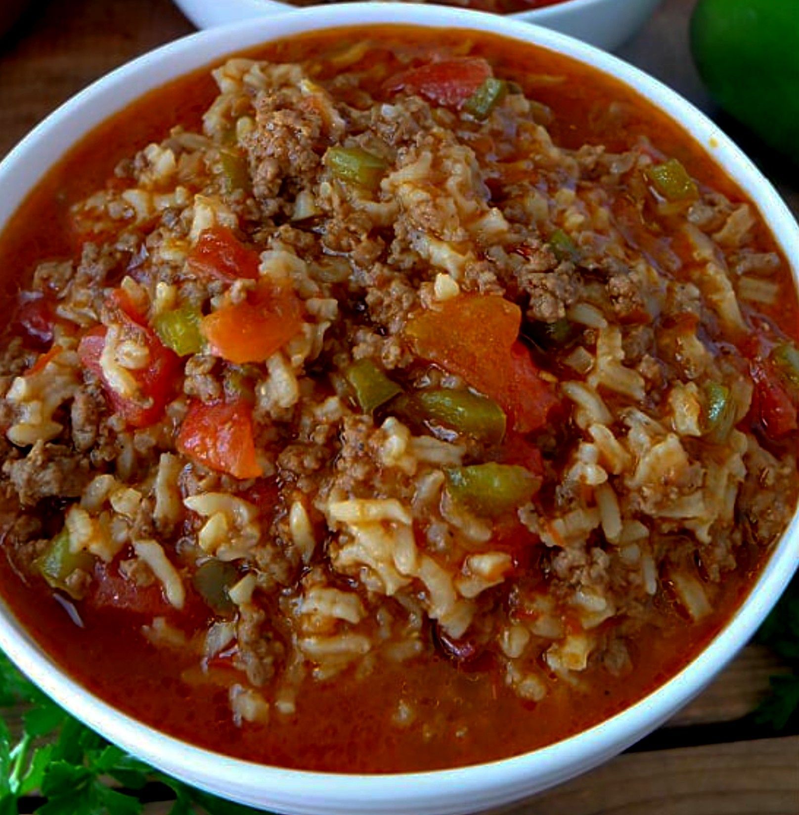 SLOW COOKER STUFFED PEPPER SOUP