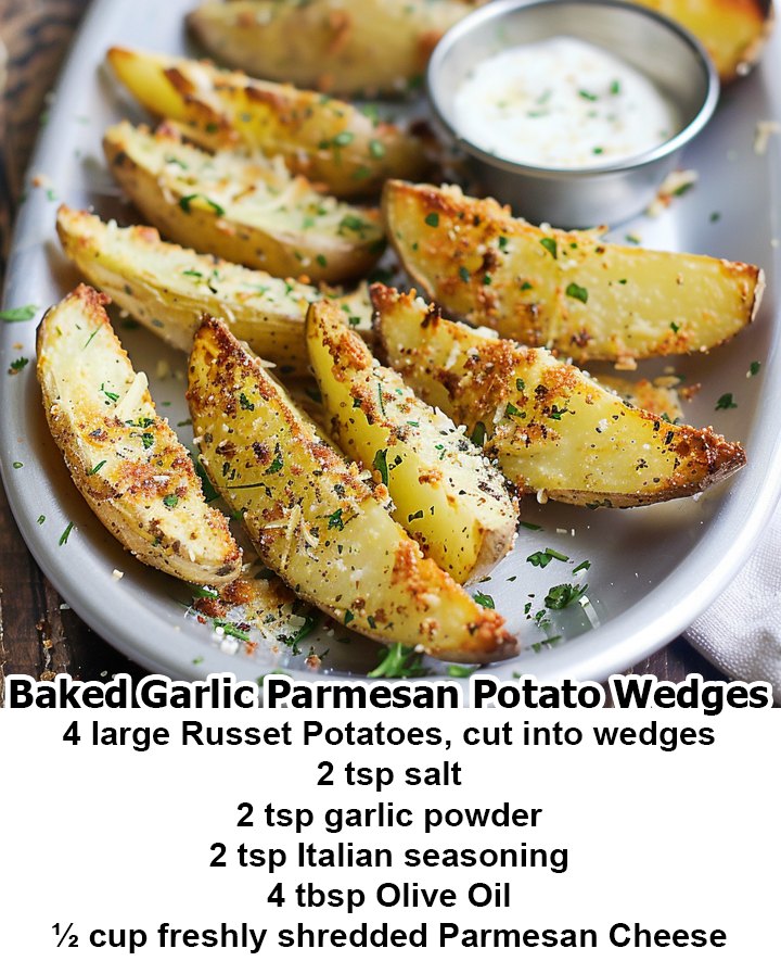 BAKED GARLIC PARMESAN POTATO WEDGES