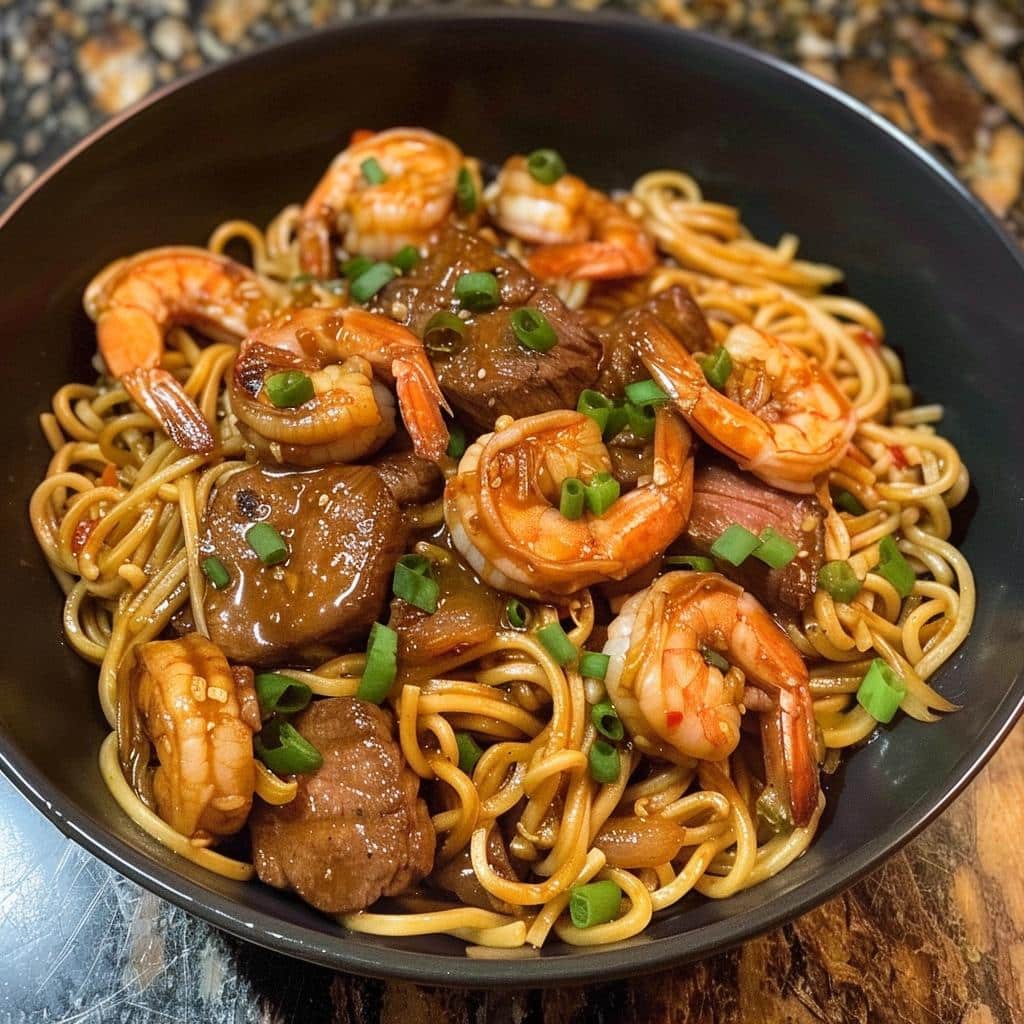 Shrimp & Teriyaki Steak Noodles