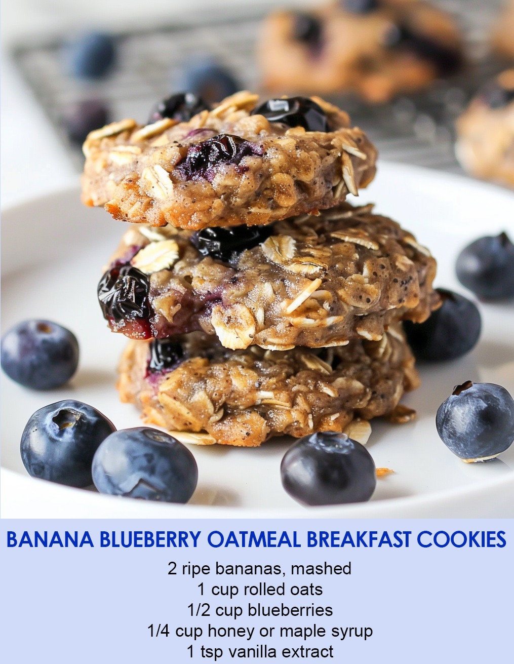 Banana Blueberry Oatmeal Breakfast Cookies