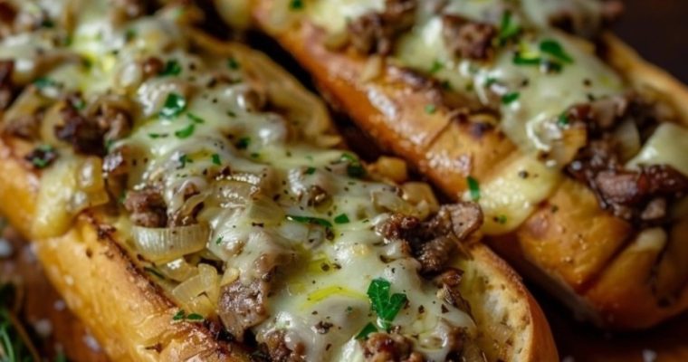 French Garlic Philly Cheesesteak Bread