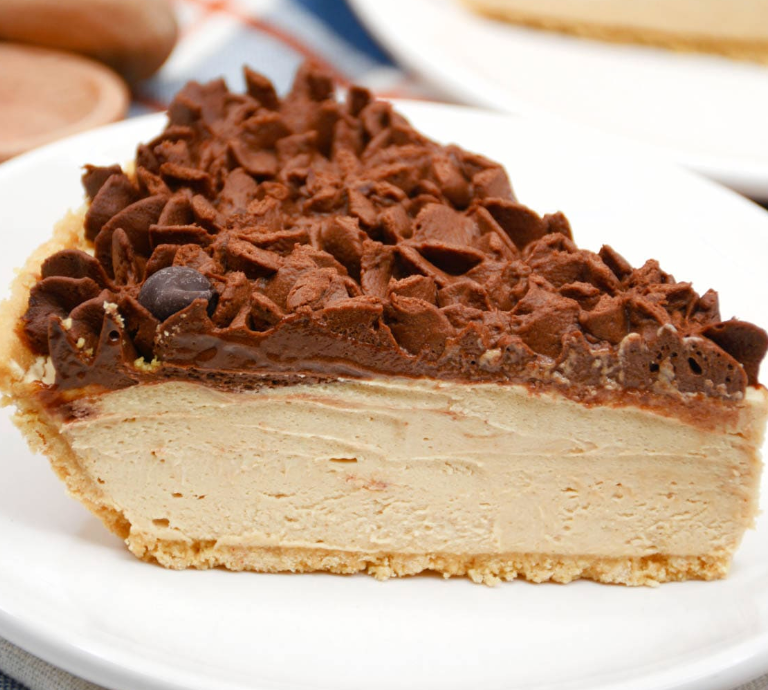 No-Bake Cream Cheese Peanut Butter Pie with Chocolate Whipped Cream