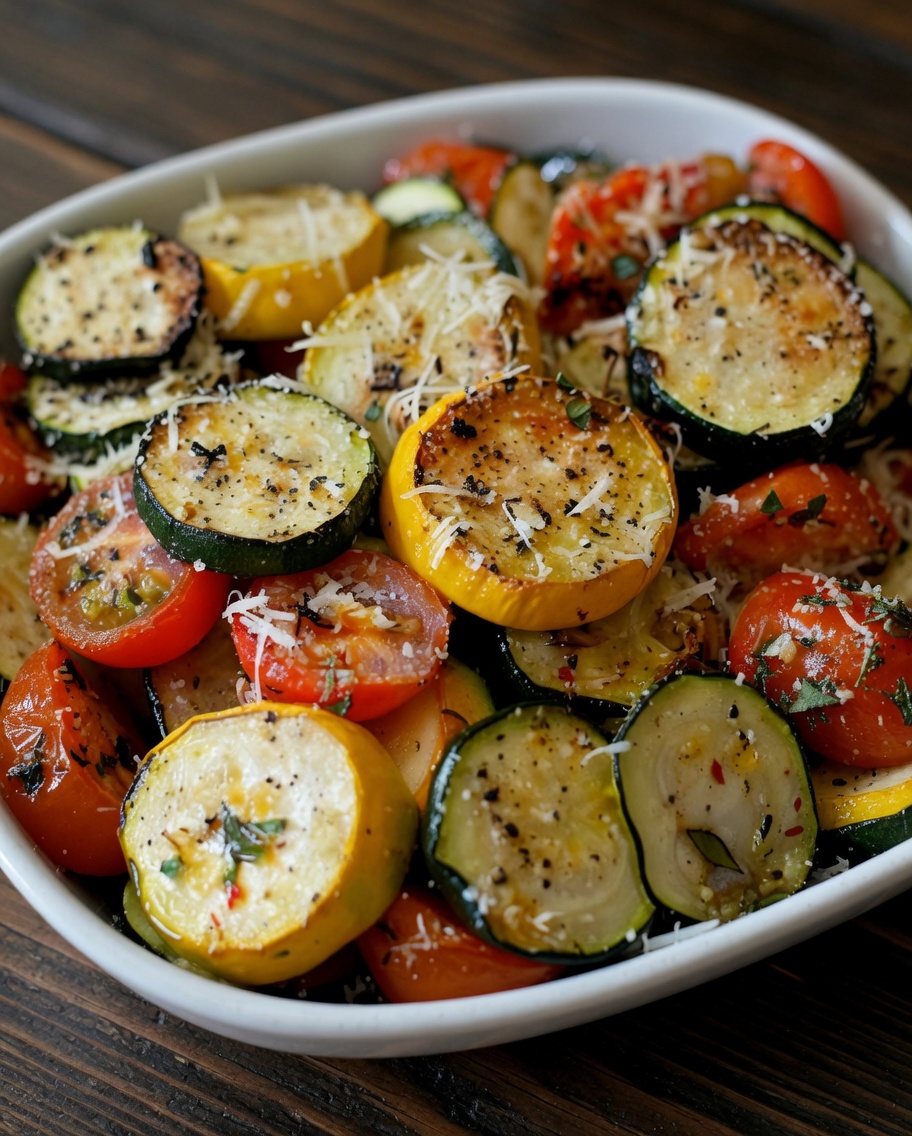 Roasted Garlic-Parmesan Zucchini, Squash, and Tomatoes