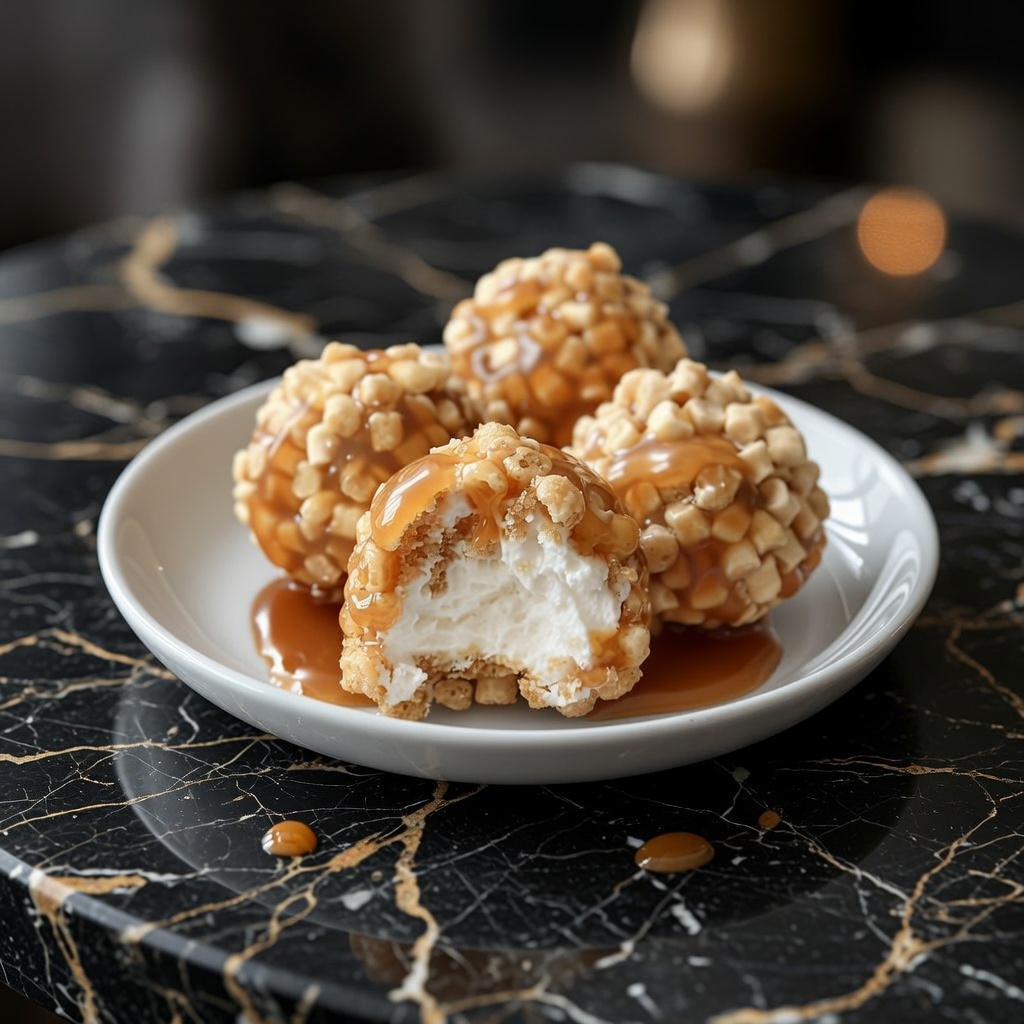 Caramel Marshmallow Rice Krispie Ball