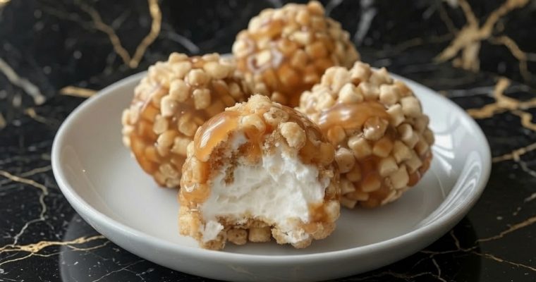 Caramel Marshmallow Rice Krispie Ball