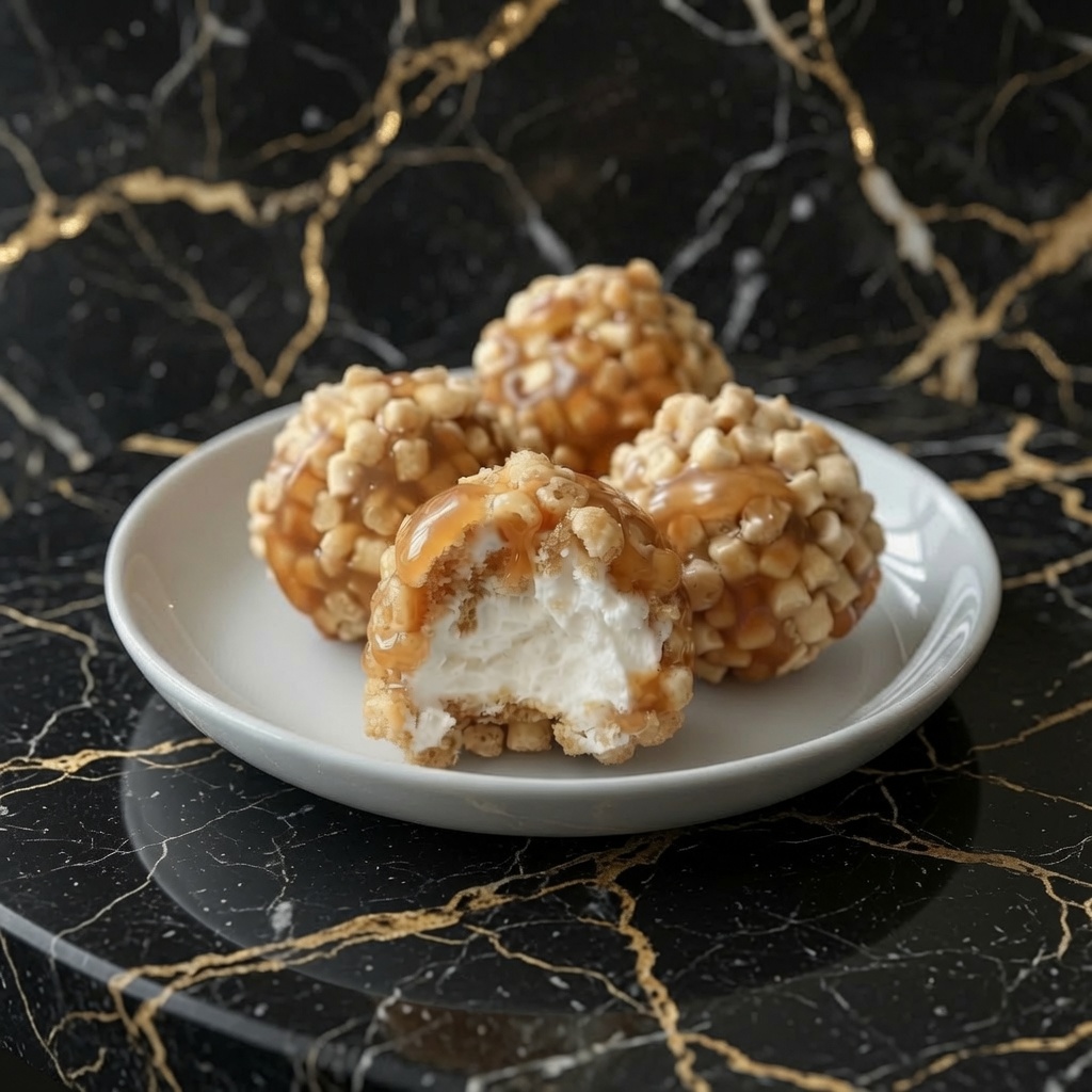 Caramel Marshmallow Rice Krispie Ball