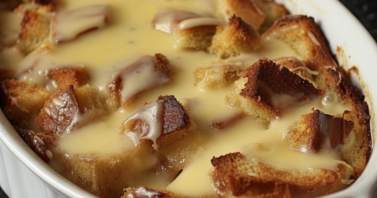 Grandma’s Old-Fashioned Bread Pudding with Vanilla Sauce!