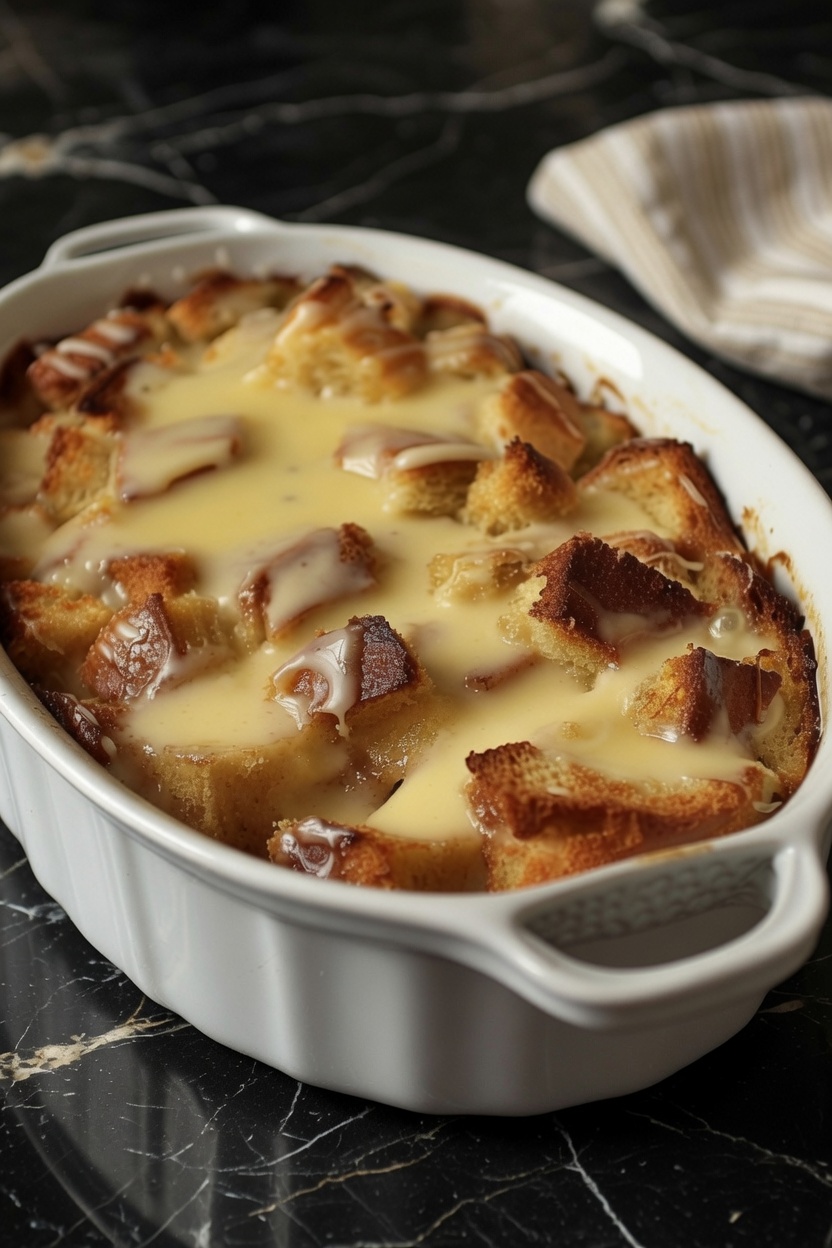 Grandma’s Old-Fashioned Bread Pudding with Vanilla Sauce!