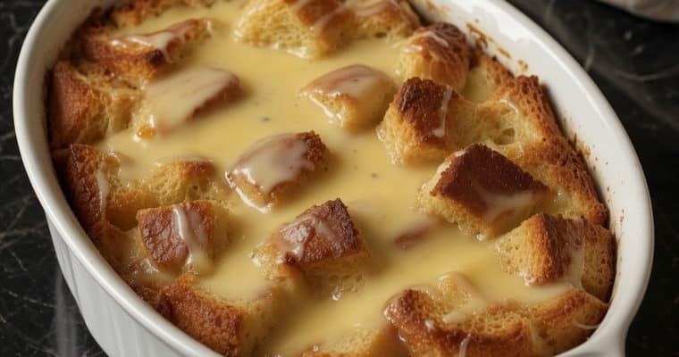 Grandma’s Old-Fashioned Bread Pudding with Vanilla Sauce!